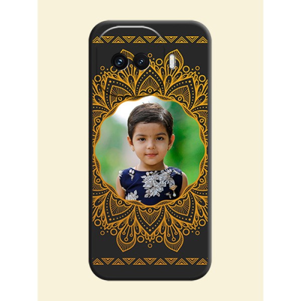 Round Image with Floral Design On Space Black Custom Soft Matte Mobile Back Cover - iQOO 15R 5G Round Image with Floral Design On Space Black Custom Soft Matte Mobile Back Cover - iQOO 15R 5G