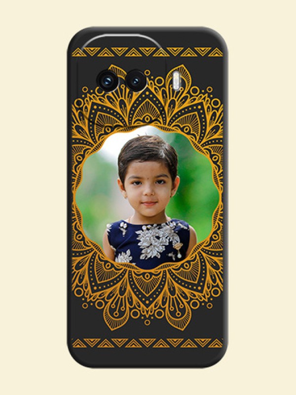 Round Image with Floral Design On Space Black Custom Soft Matte Mobile Back Cover - iQOO 15R 5G