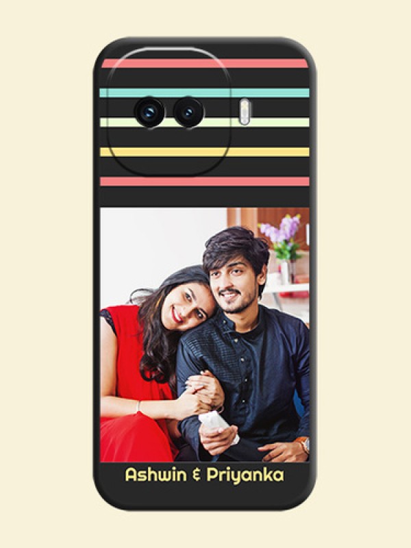 Color Stripes with Photo and Text on Photo On Space Black Custom Soft Matte Mobile Back Cover - iQOO 15R 5G