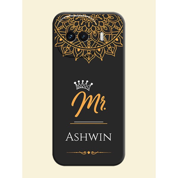 Mr Name with Floral Design On Space Black Custom Soft Matte Mobile Back Cover - iQOO 15R 5G Mr Name with Floral Design On Space Black Custom Soft Matte Mobile Back Cover - iQOO 15R 5G