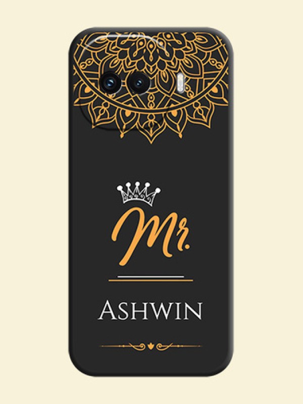 Mr Name with Floral Design On Space Black Custom Soft Matte Mobile Back Cover - iQOO 15R 5G