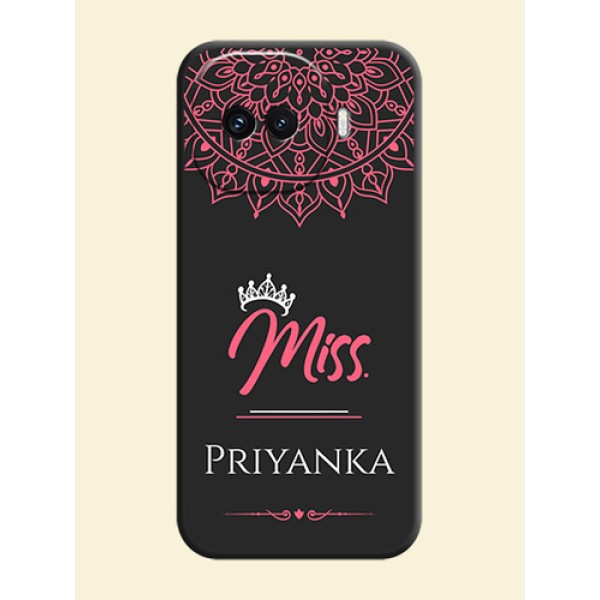Mrs Name with Floral Design On Space Black Custom Soft Matte Mobile Back Cover - iQOO 15R 5G Mrs Name with Floral Design On Space Black Custom Soft Matte Mobile Back Cover - iQOO 15R 5G