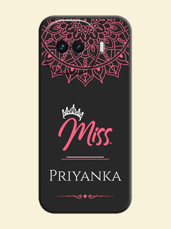 Mrs Name with Floral Design On Space Black Custom Soft Matte Mobile Back Cover - iQOO 15R 5G