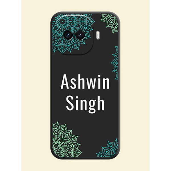 Your Name with Floral Design On Space Black Custom Soft Matte Mobile Back Cover - iQOO 15R 5G Your Name with Floral Design On Space Black Custom Soft Matte Mobile Back Cover - iQOO 15R 5G