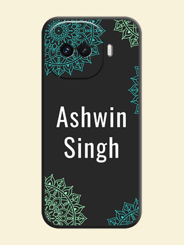 Your Name with Floral Design On Space Black Custom Soft Matte Mobile Back Cover - iQOO 15R 5G
