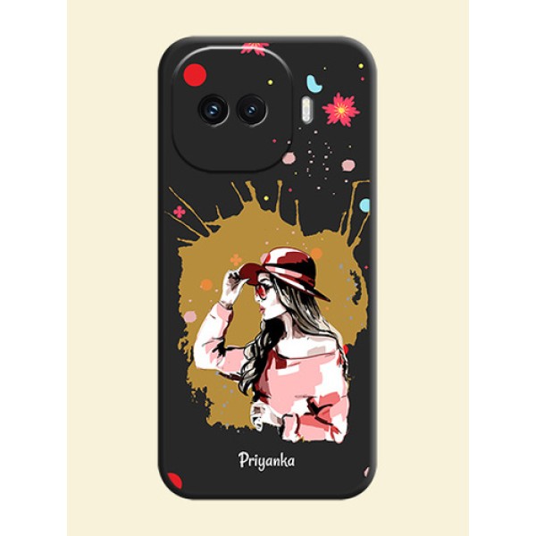 Mordern Lady With Color Splash Background With Custom Text On Space Black Custom Soft Matte Mobile Back Cover - iQOO 15R 5G