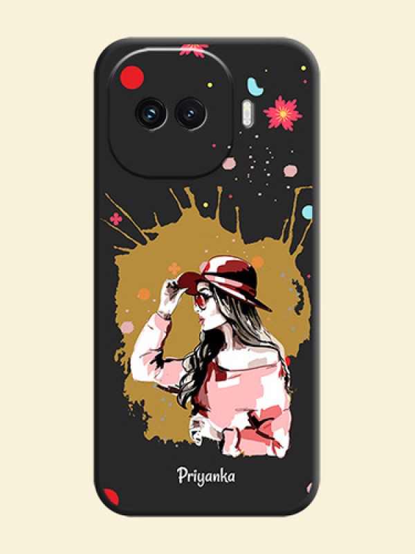 Mordern Lady With Color Splash Background With Custom Text On Space Black Custom Soft Matte Mobile Back Cover - iQOO 15R 5G