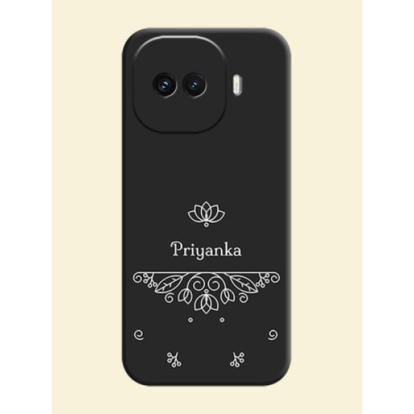 Lotus Garden Custom Text On Space Black Custom Soft Matte Mobile Back Cover - iQOO 15R 5G Lotus Garden Custom Text On Space Black Custom Soft Matte Mobile Back Cover - iQOO 15R 5G