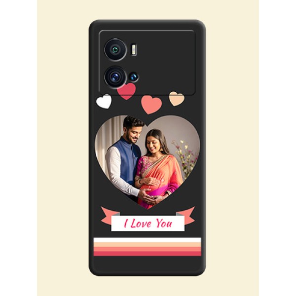Love Shaped Photo with Colorful Stripes on Personalised Space Black Soft Matte Cases - iQOO 9 Pro 5G
