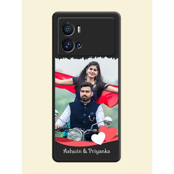 Pin Color Love Shaped Ribbon Design with Text on Space Black Custom Soft Matte Phone Back Cover - iQOO 9 Pro 5G Pin Color Love Shaped Ribbon Design with Text on Space Black Custom Soft Matte Phone Back Cover - iQOO 9 Pro 5G