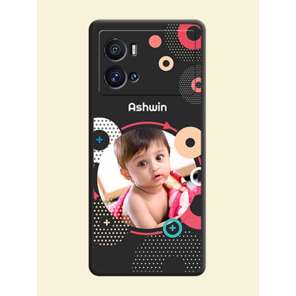 Multicoloured Round Image on Personalised Space Black Soft Matte Cases - iQOO 9 Pro 5G Multicoloured Round Image on Personalised Space Black Soft Matte Cases - iQOO 9 Pro 5G