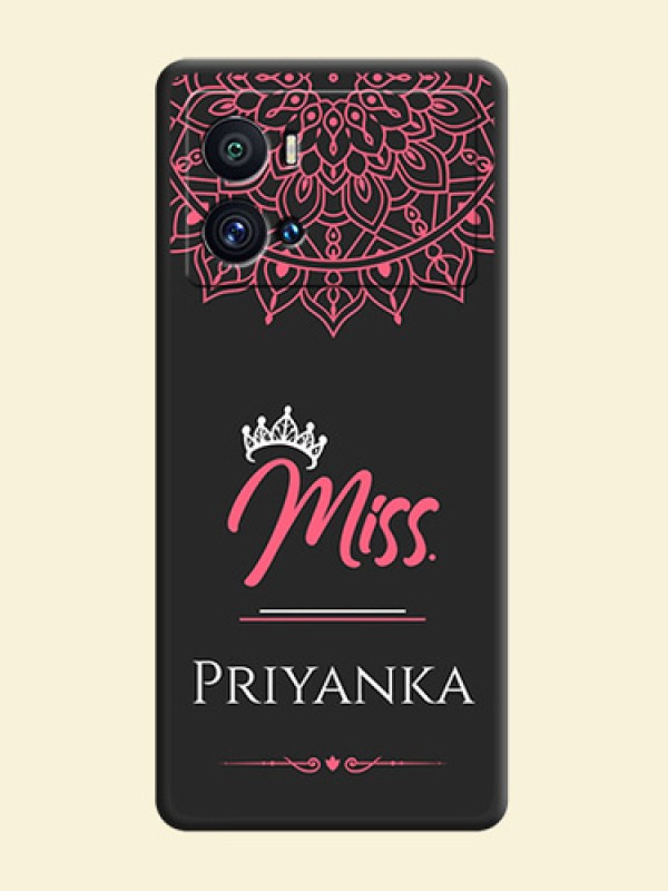 Mrs Name with Floral Design on Space Black Personalized Soft Matte Phone Covers - iQOO 9 Pro 5G