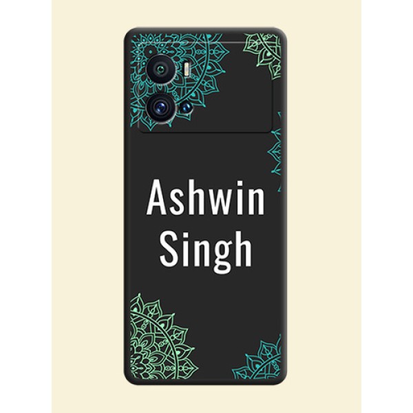 Your Name with Floral Design on Space Black Custom Soft Matte Back Cover - iQOO 9 Pro 5G Your Name with Floral Design on Space Black Custom Soft Matte Back Cover - iQOO 9 Pro 5G