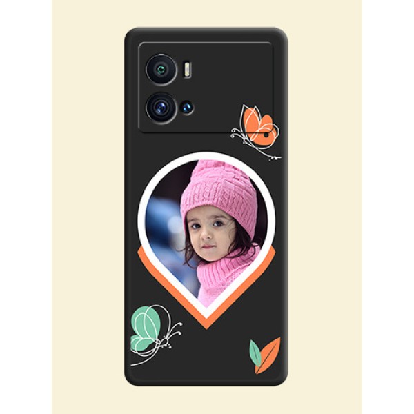Upload Pic With Simple Butterly Design On Space Black Personalized Soft Matte Phone Covers -Iqoo 9 Pro 5G Upload Pic With Simple Butterly Design On Space Black Personalized Soft Matte Phone Covers -Iqoo 9 Pro 5G
