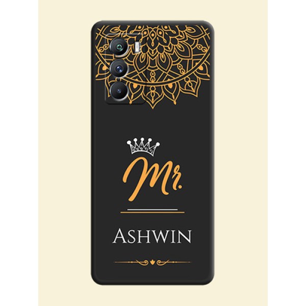 Mr Name with Floral Design on Personalised Space Black Soft Matte Cases - iQOO 9 Se 5G Mr Name with Floral Design on Personalised Space Black Soft Matte Cases - iQOO 9 Se 5G
