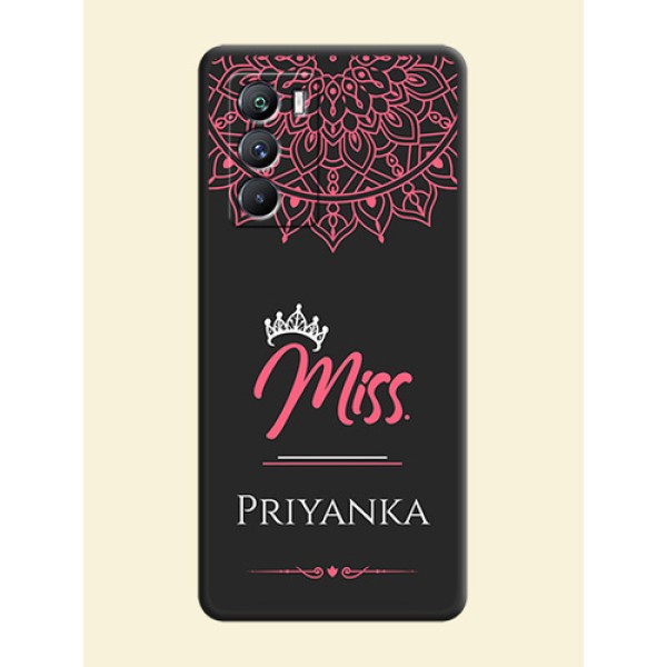 Mrs Name with Floral Design on Space Black Personalized Soft Matte Phone Covers - iQOO 9 Se 5G Mrs Name with Floral Design on Space Black Personalized Soft Matte Phone Covers - iQOO 9 Se 5G