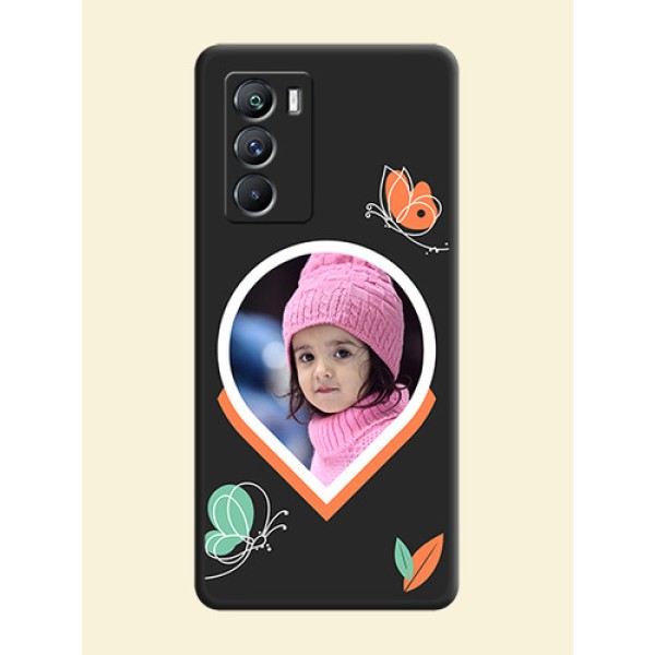 Upload Pic With Simple Butterly Design On Space Black Personalized Soft Matte Phone Covers -Iqoo 9 Se 5G Upload Pic With Simple Butterly Design On Space Black Personalized Soft Matte Phone Covers -Iqoo 9 Se 5G
