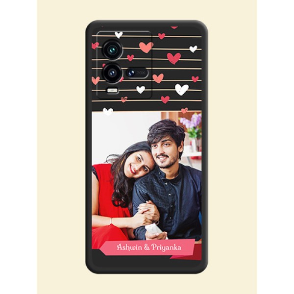Love Pattern with Name on Pink Ribbon on Photo on Space Black Soft Matte Back Cover - iQOO 9T 5G Love Pattern with Name on Pink Ribbon on Photo on Space Black Soft Matte Back Cover - iQOO 9T 5G