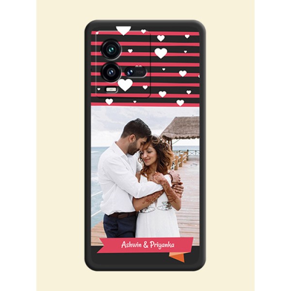 White Color Love Symbols with Pink Lines Pattern on Space Black Custom Soft Matte Phone Cases - iQOO 9T 5G White Color Love Symbols with Pink Lines Pattern on Space Black Custom Soft Matte Phone Cases - iQOO 9T 5G