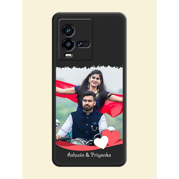 Pin Color Love Shaped Ribbon Design with Text on Space Black Custom Soft Matte Phone Back Cover - iQOO 9T 5G Pin Color Love Shaped Ribbon Design with Text on Space Black Custom Soft Matte Phone Back Cover - iQOO 9T 5G