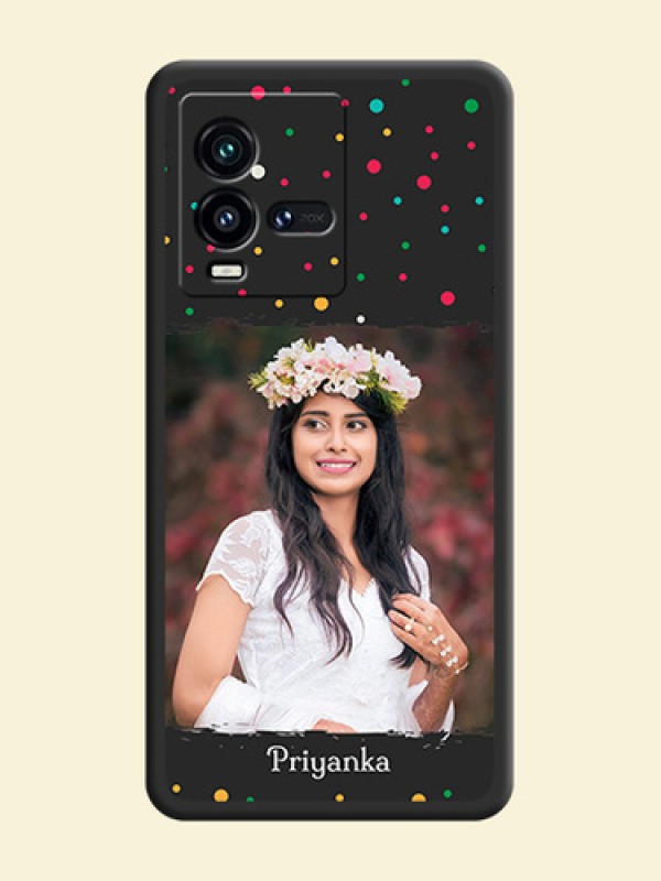 Multicolor Dotted Pattern with Text on Space Black Custom Soft Matte Phone Back Cover - iQOO 9T 5G