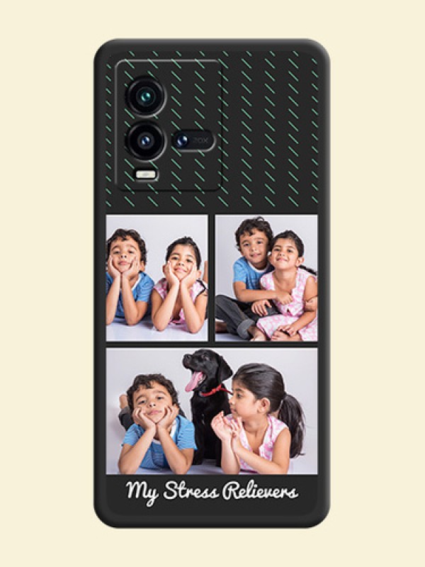 Cross Dotted Pattern with 2 Image Holder  on Personalised Space Black Soft Matte Cases - iQOO 9T 5G