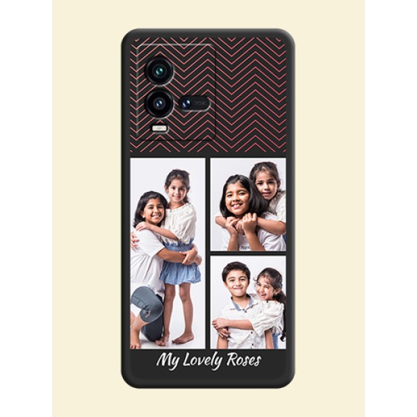 Wave Pattern with 3 Image Holder on Space Black Custom Soft Matte Back Cover - iQOO 9T 5G Wave Pattern with 3 Image Holder on Space Black Custom Soft Matte Back Cover - iQOO 9T 5G