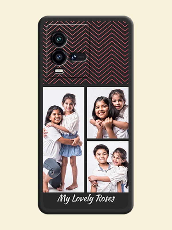 Wave Pattern with 3 Image Holder on Space Black Custom Soft Matte Back Cover - iQOO 9T 5G
