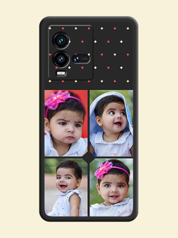Multicolor Dotted Pattern with 4 Image Holder on Space Black Custom Soft Matte Phone Cases - iQOO 9T 5G
