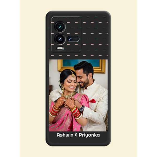Line Pattern Design with Text on Space Black Custom Soft Matte Phone Back Cover - iQOO 9T 5G Line Pattern Design with Text on Space Black Custom Soft Matte Phone Back Cover - iQOO 9T 5G