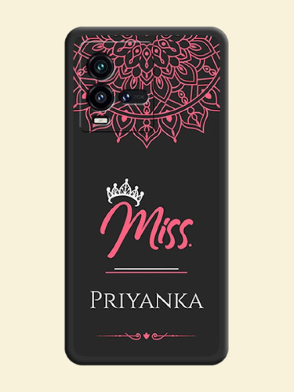Mrs Name with Floral Design on Space Black Personalized Soft Matte Phone Covers - iQOO 9T 5G