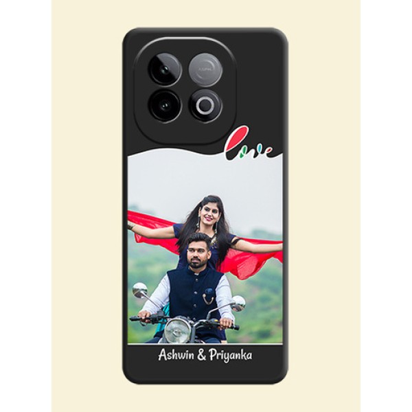 Fall in Love Pattern with Picture on Photo On Space Black Custom Soft Matte Mobile Back Cover - iQOO Neo 10 5G Fall in Love Pattern with Picture on Photo On Space Black Custom Soft Matte Mobile Back Cover - iQOO Neo 10 5G
