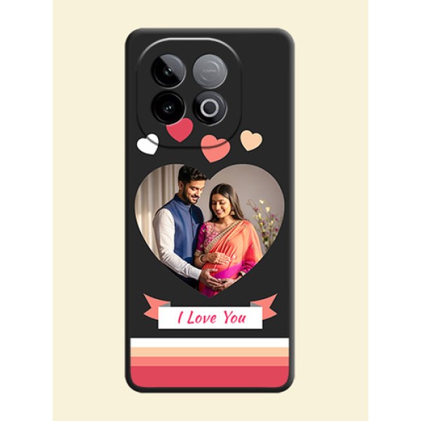Love Shaped Photo with Colorful Stripes On Space Black Custom Soft Matte Mobile Back Cover - iQOO Neo 10 5G Love Shaped Photo with Colorful Stripes On Space Black Custom Soft Matte Mobile Back Cover - iQOO Neo 10 5G