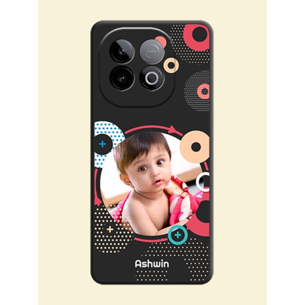 Multicoloured Round Image On Space Black Custom Soft Matte Mobile Back Cover - iQOO Neo 10 5G Multicoloured Round Image On Space Black Custom Soft Matte Mobile Back Cover - iQOO Neo 10 5G