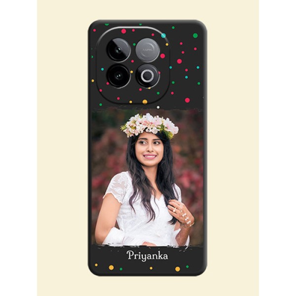 Multicolor Dotted Pattern with Text On Space Black Custom Soft Matte Mobile Back Cover - iQOO Neo 10 5G Multicolor Dotted Pattern with Text On Space Black Custom Soft Matte Mobile Back Cover - iQOO Neo 10 5G