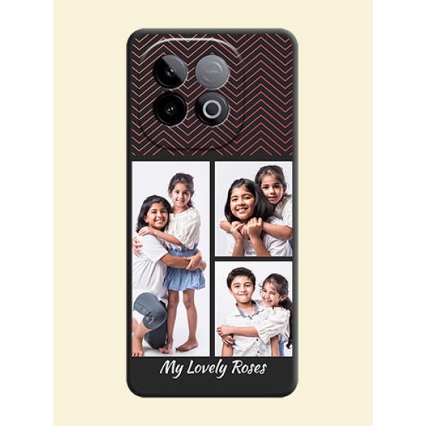 Wave Pattern with 3 Image Holder On Space Black Custom Soft Matte Mobile Back Cover - iQOO Neo 10 5G Wave Pattern with 3 Image Holder On Space Black Custom Soft Matte Mobile Back Cover - iQOO Neo 10 5G