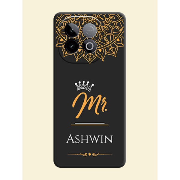 Mr Name with Floral Design On Space Black Custom Soft Matte Mobile Back Cover - iQOO Neo 10 5G Mr Name with Floral Design On Space Black Custom Soft Matte Mobile Back Cover - iQOO Neo 10 5G