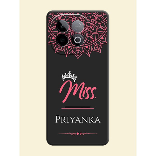 Mrs Name with Floral Design On Space Black Custom Soft Matte Mobile Back Cover - iQOO Neo 10 5G Mrs Name with Floral Design On Space Black Custom Soft Matte Mobile Back Cover - iQOO Neo 10 5G