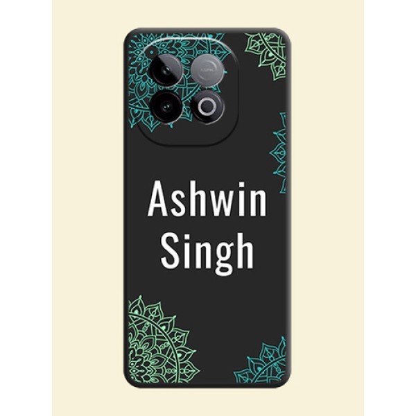 Your Name with Floral Design On Space Black Custom Soft Matte Mobile Back Cover - iQOO Neo 10 5G Your Name with Floral Design On Space Black Custom Soft Matte Mobile Back Cover - iQOO Neo 10 5G