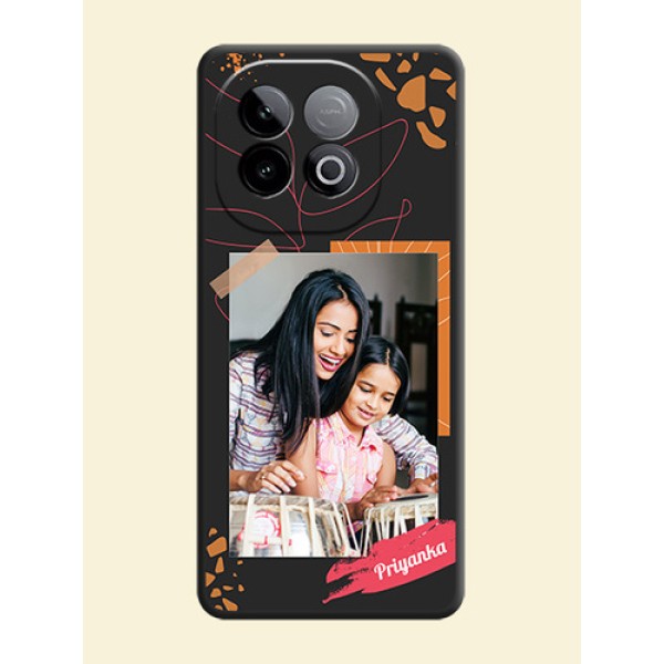 Orange Photo Frame On Space Black Custom Soft Matte Mobile Back Cover - iQOO Neo 10 5G Orange Photo Frame On Space Black Custom Soft Matte Mobile Back Cover - iQOO Neo 10 5G