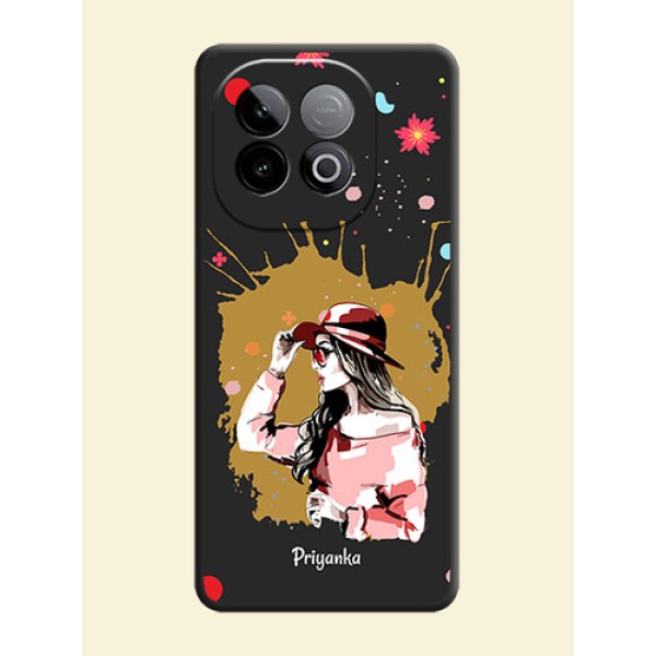 Mordern Lady With Color Splash Background With Custom Text On Space Black Custom Soft Matte Mobile Back Cover - iQOO Neo 10 5G