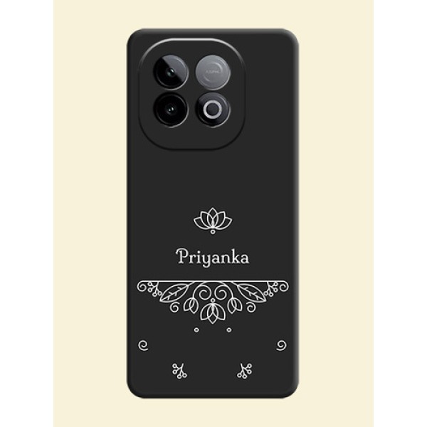 Lotus Garden Custom Text On Space Black Custom Soft Matte Mobile Back Cover - iQOO Neo 10 5G Lotus Garden Custom Text On Space Black Custom Soft Matte Mobile Back Cover - iQOO Neo 10 5G