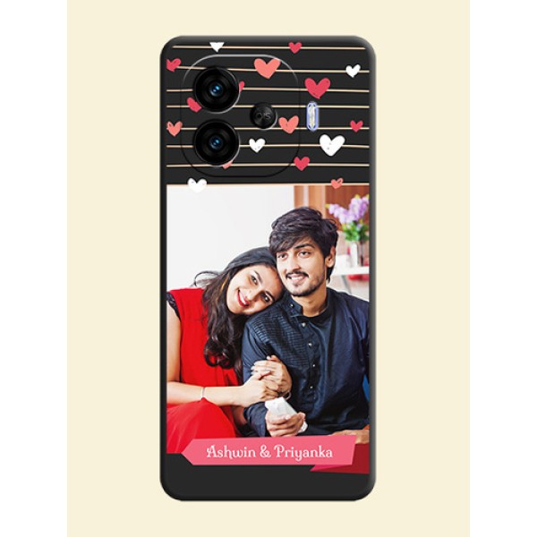 Love Pattern with Name on Pink Ribbon on Photo On Space Black Custom Soft Matte Mobile Back Cover - iQOO Neo 10R 5G Love Pattern with Name on Pink Ribbon on Photo On Space Black Custom Soft Matte Mobile Back Cover - iQOO Neo 10R 5G