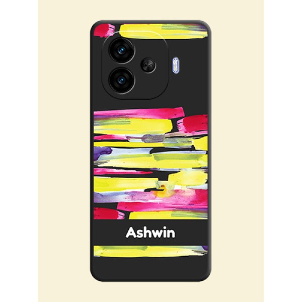 Brush Coloured On Space Black Custom Soft Matte Mobile Back Cover - iQOO Neo 10R 5G Brush Coloured On Space Black Custom Soft Matte Mobile Back Cover - iQOO Neo 10R 5G