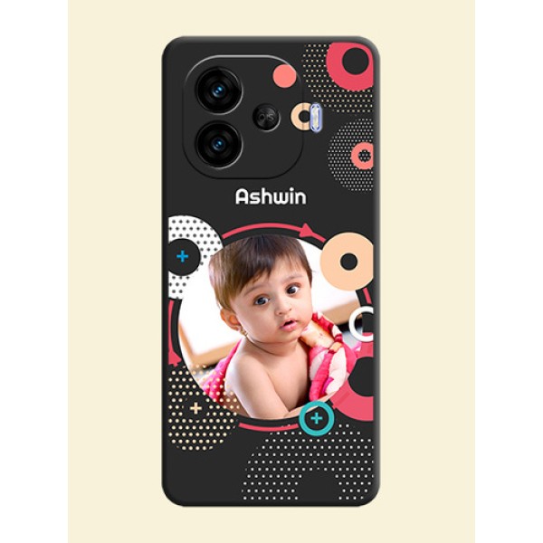 Multicoloured Round Image On Space Black Custom Soft Matte Mobile Back Cover - iQOO Neo 10R 5G Multicoloured Round Image On Space Black Custom Soft Matte Mobile Back Cover - iQOO Neo 10R 5G