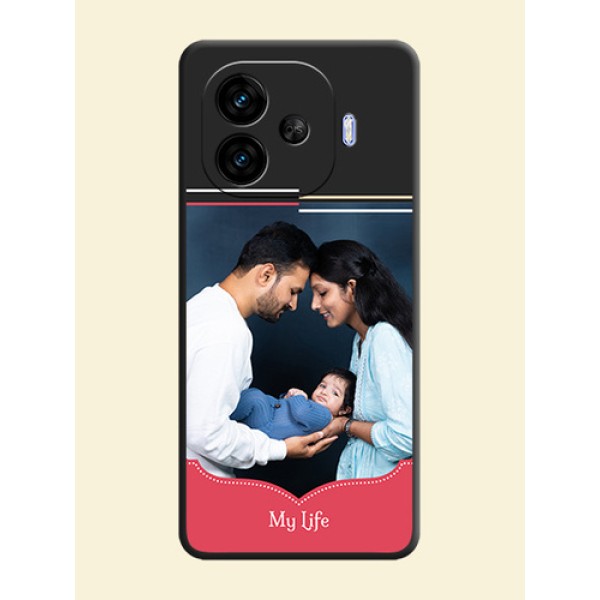 Classic Plain Design with Name On Space Black Custom Soft Matte Mobile Back Cover - iQOO Neo 10R 5G Classic Plain Design with Name On Space Black Custom Soft Matte Mobile Back Cover - iQOO Neo 10R 5G