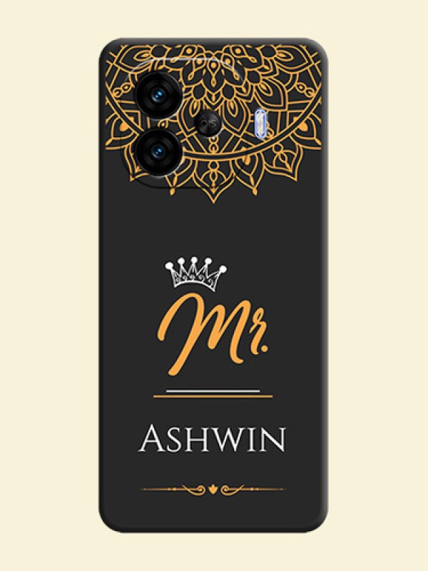 Mr Name with Floral Design On Space Black Custom Soft Matte Mobile Back Cover - iQOO Neo 10R 5G