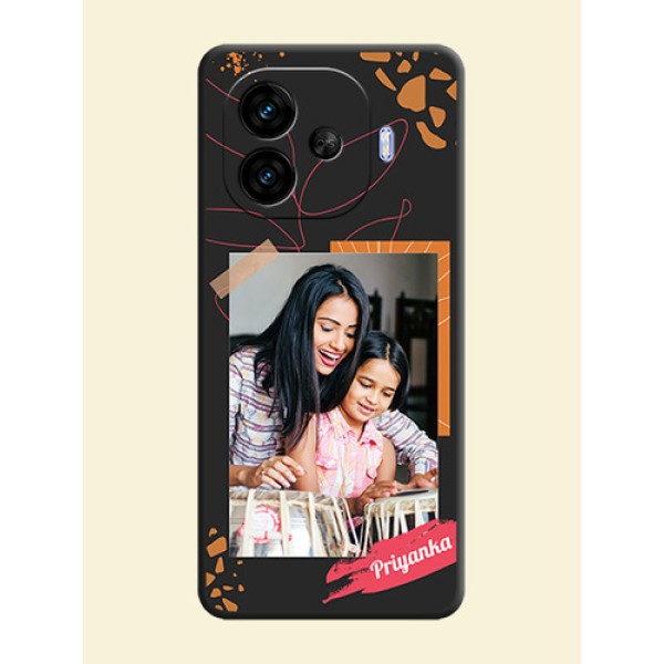 Orange Photo Frame On Space Black Custom Soft Matte Mobile Back Cover - iQOO Neo 10R 5G Orange Photo Frame On Space Black Custom Soft Matte Mobile Back Cover - iQOO Neo 10R 5G