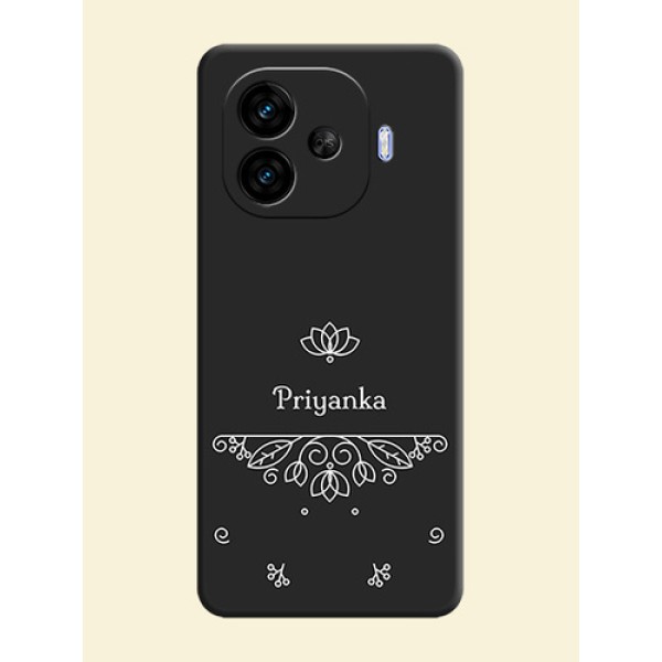 Lotus Garden Custom Text On Space Black Custom Soft Matte Mobile Back Cover - iQOO Neo 10R 5G Lotus Garden Custom Text On Space Black Custom Soft Matte Mobile Back Cover - iQOO Neo 10R 5G
