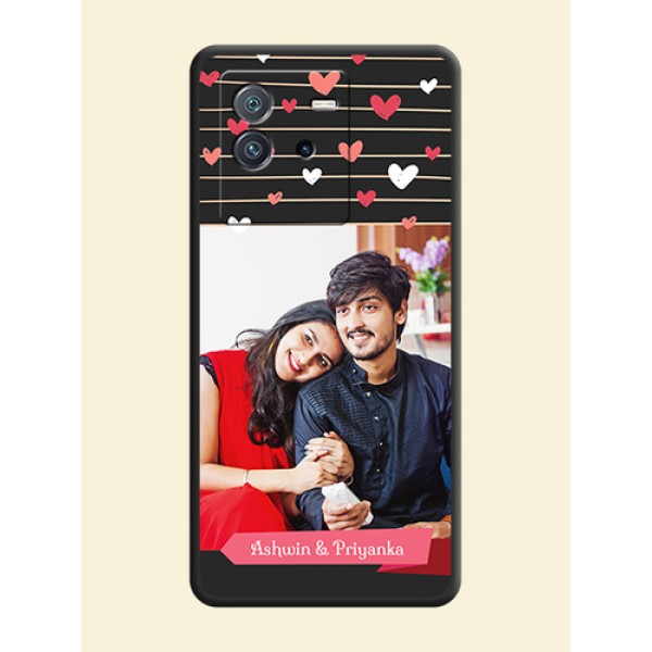 Love Pattern with Name on Pink Ribbon on Photo on Space Black Soft Matte Back Cover - iQOO Neo 6 5G Love Pattern with Name on Pink Ribbon on Photo on Space Black Soft Matte Back Cover - iQOO Neo 6 5G